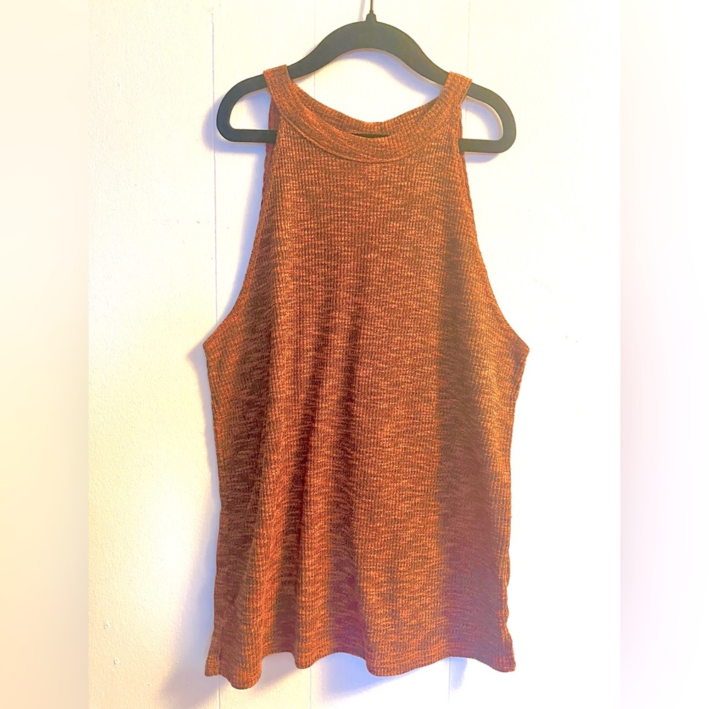 Topshop ~ High U-Neck, Thin Strap, Knit, Burnt Orange, Tank Too